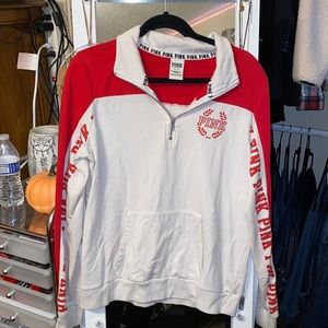 Pink quarter zip crewneck